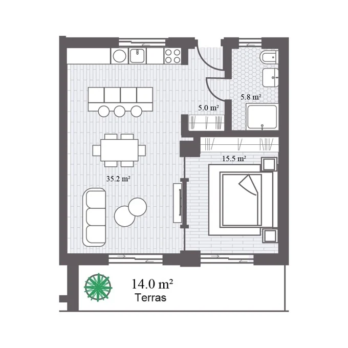 Планировка: 2 комнаты, 85,42 м²