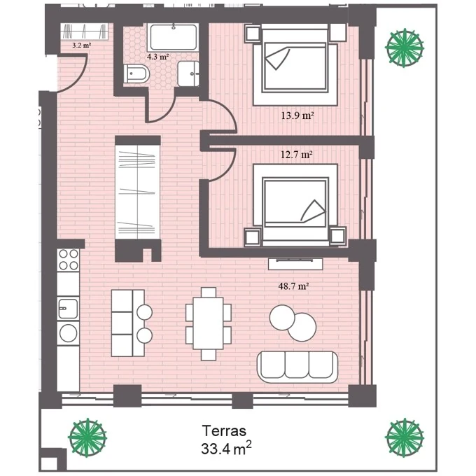Планировка: 3 комнаты, 132,5 м²