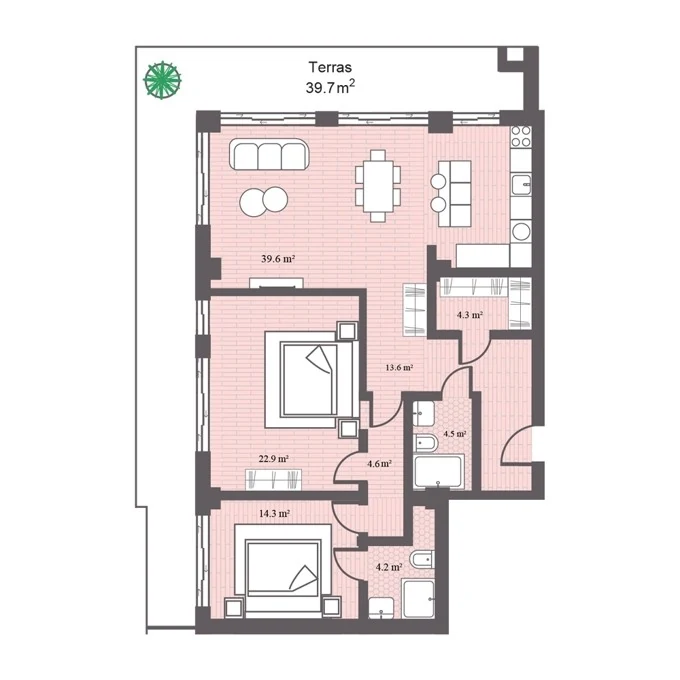 Планировка: 3 комнаты, 77,65 м²